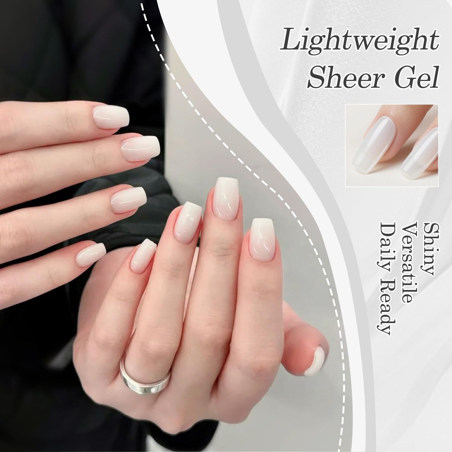 Biutee UV Milky White Jelly Gel Nail Polish – Transparent Soak Off Manicure Varnish 15ml