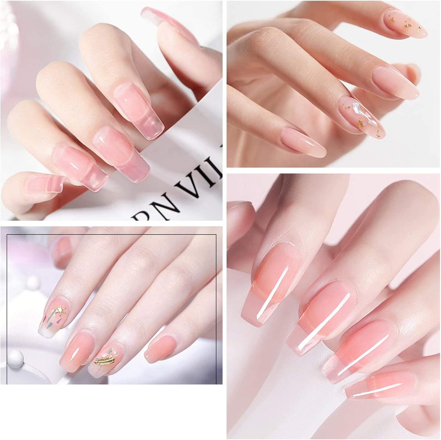 Biutee Polygel Nail Kit 60ml – Long-Lasting Pink Poly Gel with Adhesive & Non-Wipe Top Coat, UV/LED Compatible for Beginners