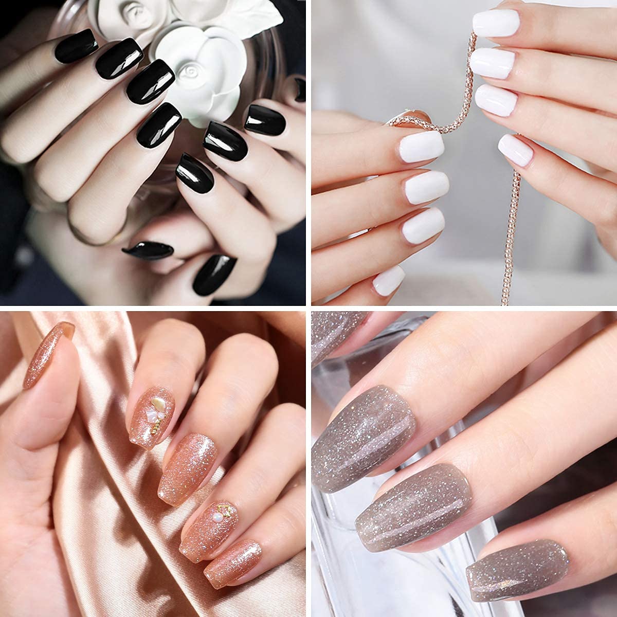 BIUTEE Dipping Nail Powder Kit – 8 Colors, Glitter & Classic Shades, 0.34 oz Each