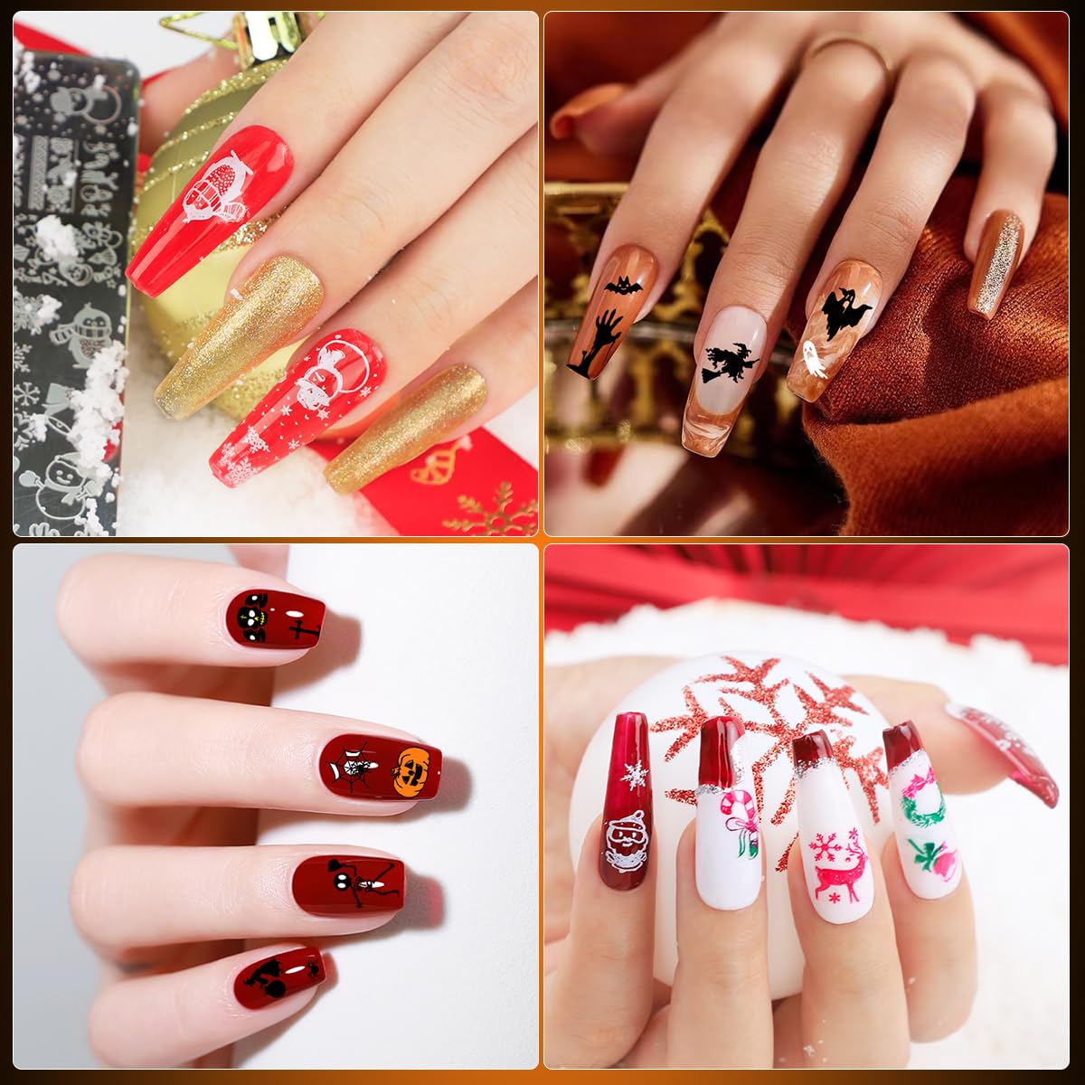 BIUTEE Nail Stamping Kit 21 PCS – 8 Gel Colors, 10 Plates, Starry Sky, Flower & Animal Designs