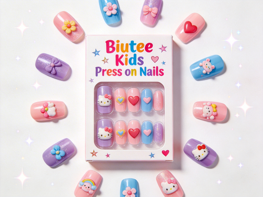 Sparkle and Shine: Biutee's 72PCS French Style 3D False Nails for Girls!
