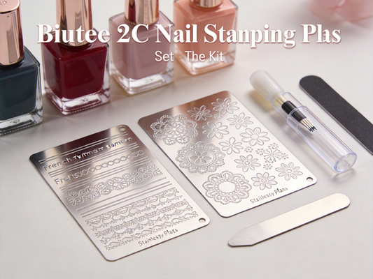 Unlock Stunning Nail Art: Biutee 2PCS Nail Stamping Plates Set with 110 Patterns!