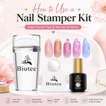 BIUTEE nail stamper kit with white gel polish, jelly stamper, clear replaceable head and scraper for DIY French tip nails
