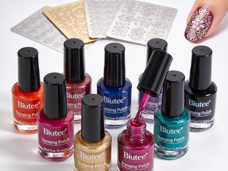 Unlock Your Nail Art Dreams: Discover the Biutee 12-Color Nail Stamping Polish Set!