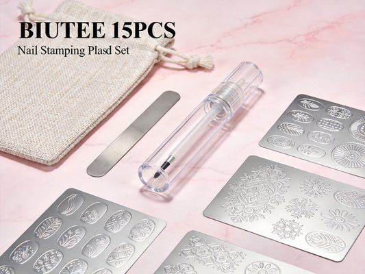 Unleash Your Inner Artist: BIUTEE 15PCS Nail Stamping Plates Set for Stunning Nail Art