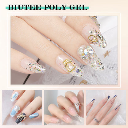 Biutee Polygel Nail Extension Gel 2.1oz (60g) – UV/LED Compatible Clear Gel for Beginners