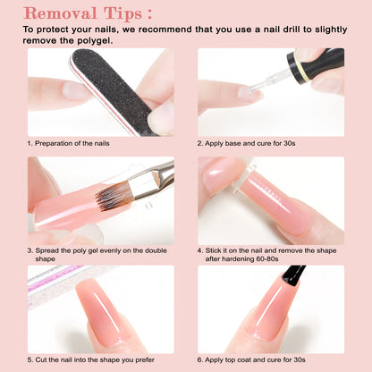 Biutee Polygel Nail Extension Gel 2.1oz (60g) – UV/LED Compatible Clear Gel for Beginners