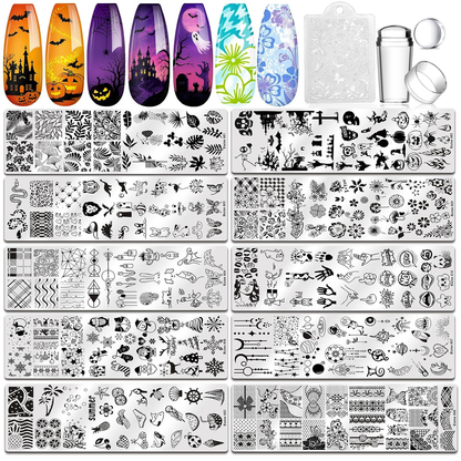 Biutee Nail Stamping Plates Set 15PCS Nail Stamping Kit with Nail Stamper