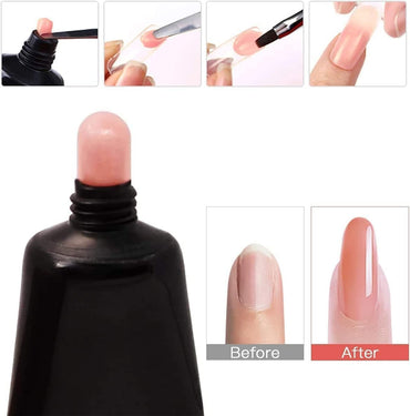 Biutee Polygel Nail Kit 60ml – Long-Lasting Pink Poly Gel with Adhesive & Non-Wipe Top Coat, UV/LED Compatible for Beginners