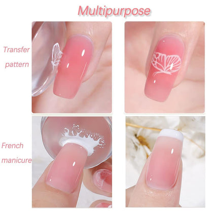 BIUTEE Nail Stamper Kit – 8ml White Gel Polish, Jelly Stamper, Clear Replaceable Head & Scraper