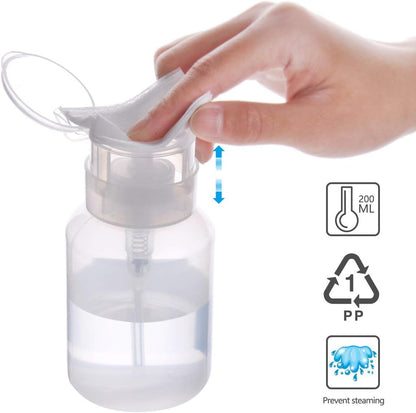 BIUTEE Cleaner Bottle – 200ml Push Down Lockable Pump Dispenser for Nail Polish & Makeup Remover