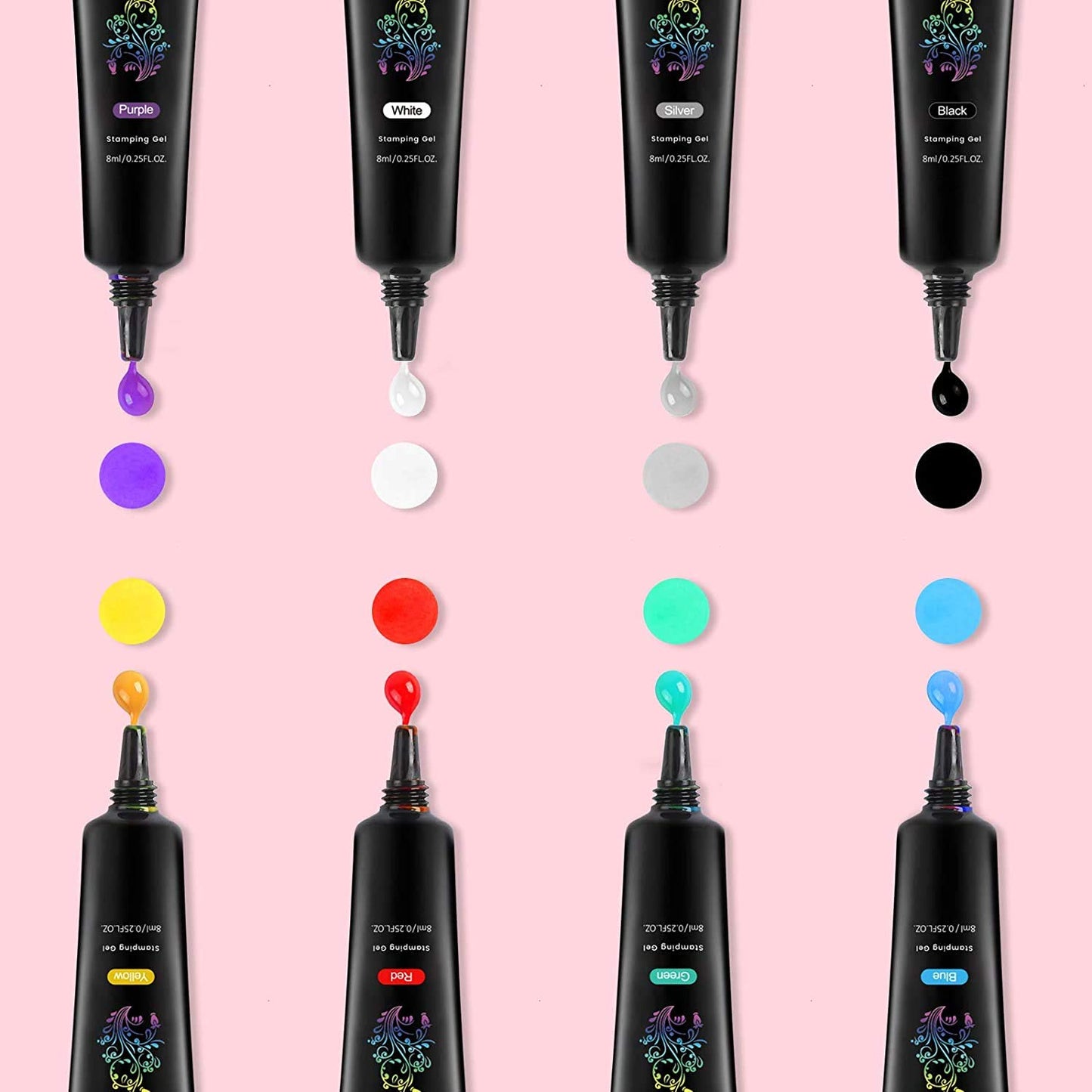 Biutee Nail Stamping Gel Polish Set – 8 Colors UV LED Gel 8ml for Nail Art Plates