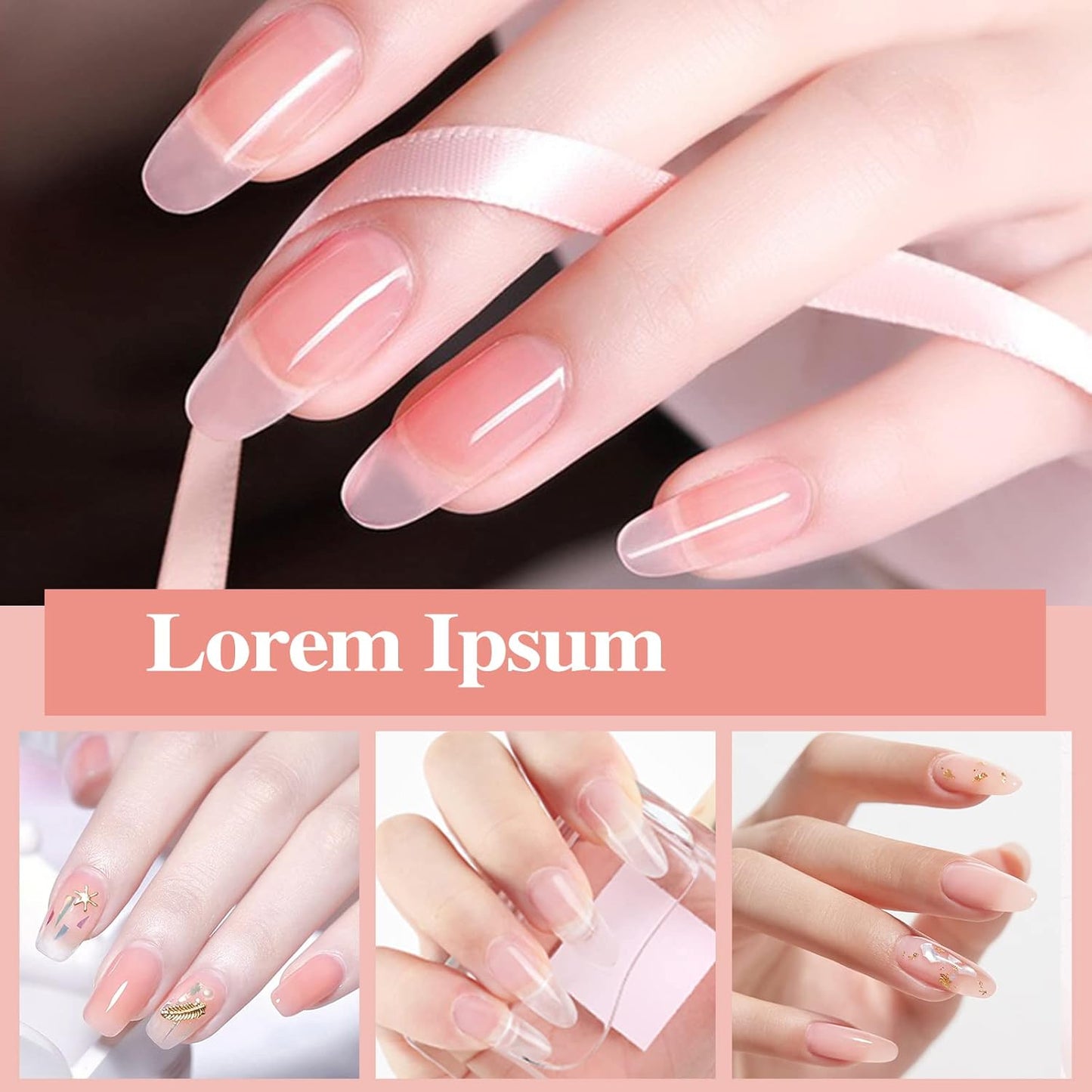 Biutee Polygel Nail Kit 60ml – Long-Lasting Pink Poly Gel with Adhesive & Non-Wipe Top Coat, UV/LED Compatible for Beginners