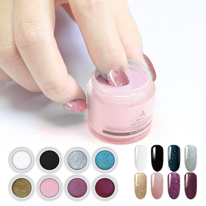 BIUTEE Dipping Nail Powder Kit – 8 Colors, Glitter & Classic Shades, 0.34 oz Each