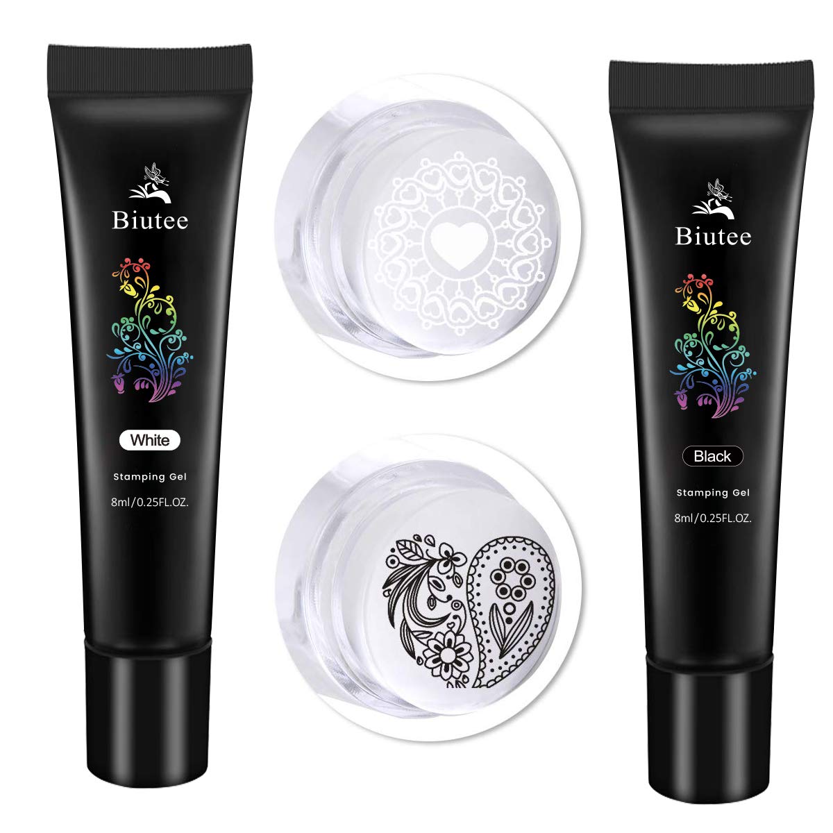 Biutee Nail Stamping Gel Polish Set – 8 Colors UV LED Gel 8ml for Nail Art Plates