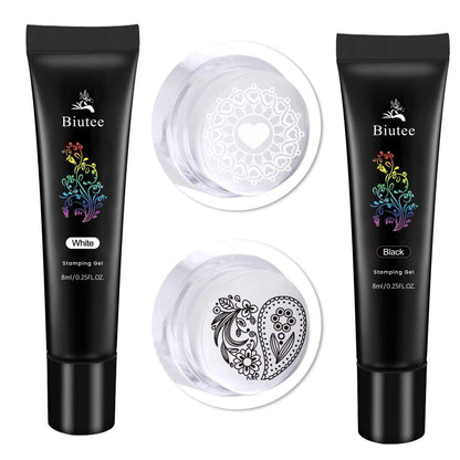 Biutee Nail Stamping Gel Polish Set – 8 Colors UV LED Gel 8ml for Nail Art Plates