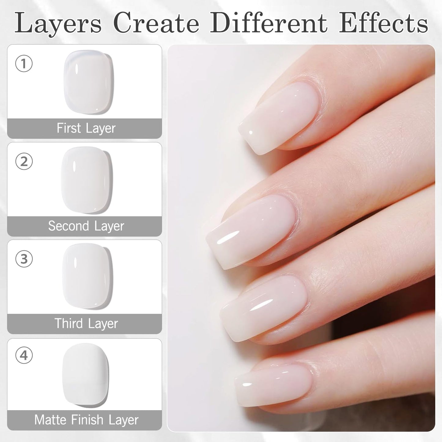 Biutee UV Milky White Jelly Gel Nail Polish – Transparent Soak Off Manicure Varnish 15ml