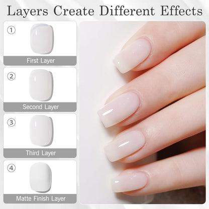 Biutee UV Milky White Jelly Gel Nail Polish – Transparent Soak Off Manicure Varnish 15ml