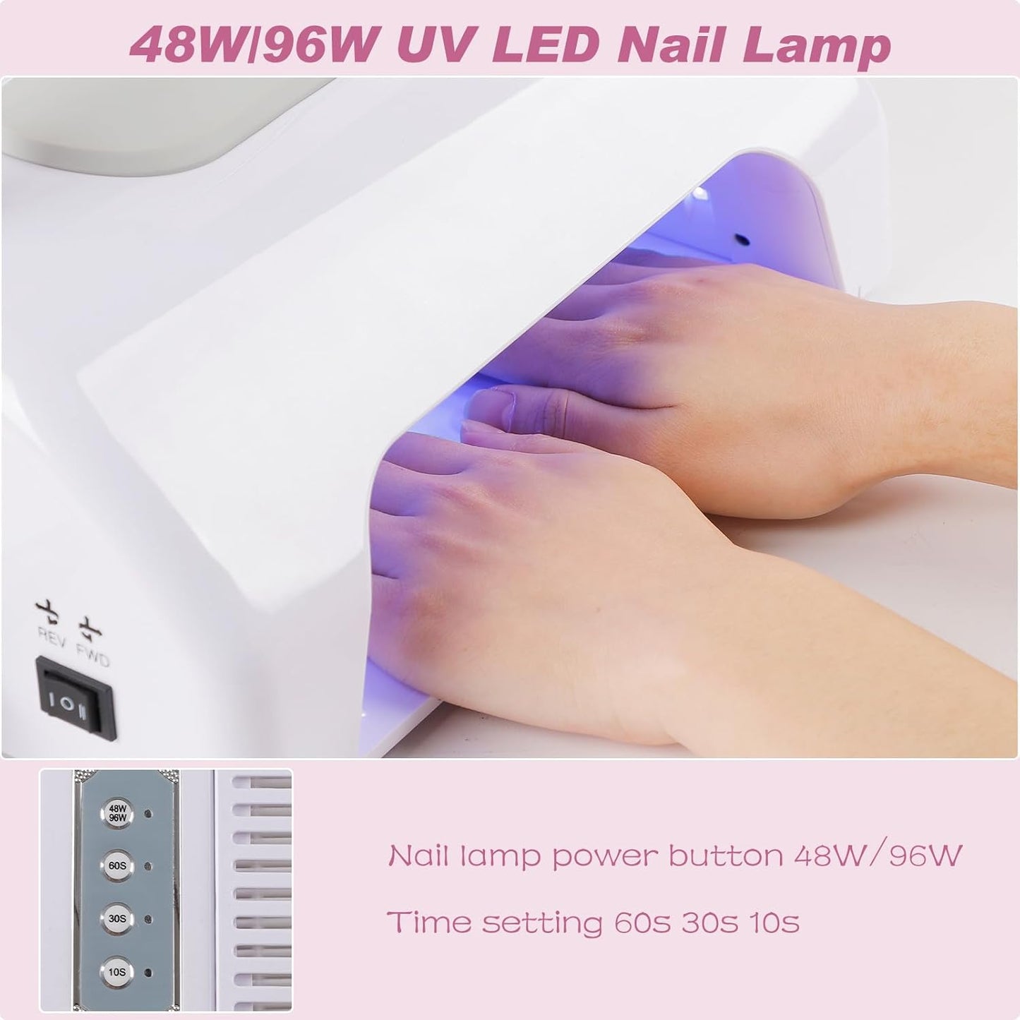 Biutee 5-in-1 Nail Dust Collector & Electric Nail Drill 80W with 48W/96W UV LED Lamp – Professional Nail Art Tool