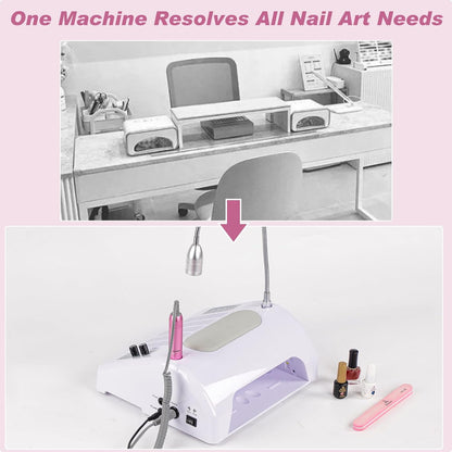 Biutee 5-in-1 Nail Dust Collector & Electric Nail Drill 80W with 48W/96W UV LED Lamp – Professional Nail Art Tool