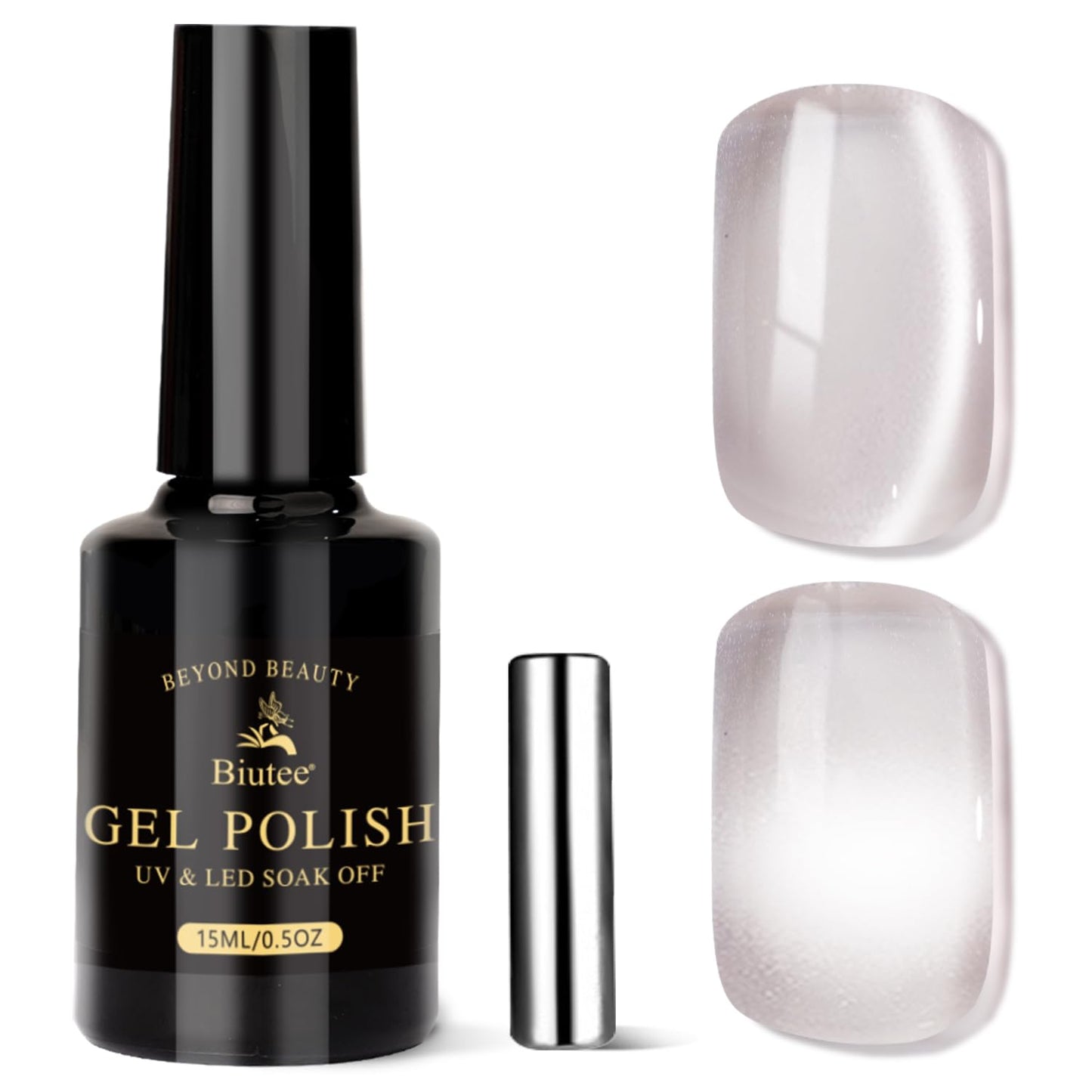 Biutee UV Cat Eye Magnetic Nude Gel Nail Polish – Magnetic Jelly Gel Varnish 15ml Soak Off Manicure