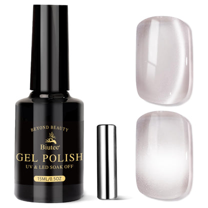 Biutee UV Cat Eye Magnetic Nude Gel Nail Polish – Magnetic Jelly Gel Varnish 15ml Soak Off Manicure