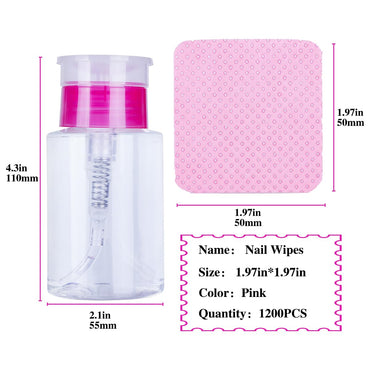 BIUTEE Nail Wipes & Pump Dispenser Bottle Set – Lint Free, Soft & Absorbent