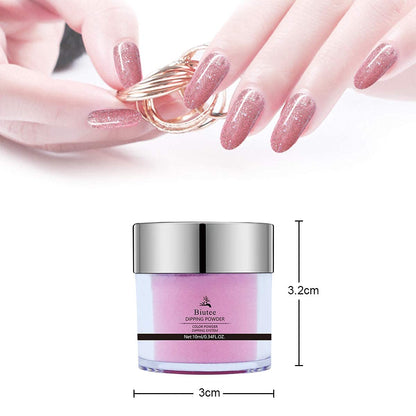BIUTEE Dipping Nail Powder Kit – 8 Colors, Glitter & Classic Shades, 0.34 oz Each