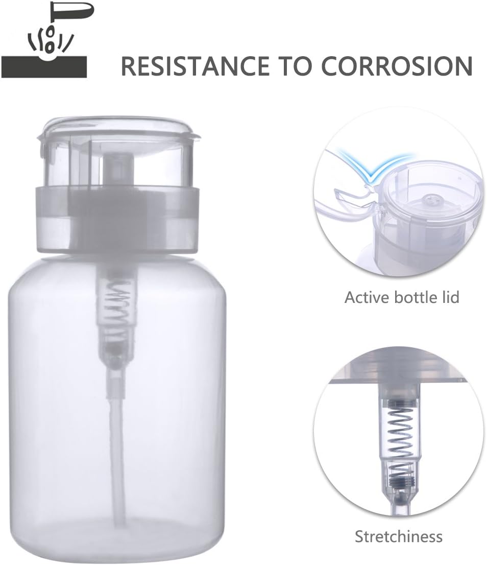 BIUTEE Cleaner Bottle – 200ml Push Down Lockable Pump Dispenser for Nail Polish & Makeup Remover