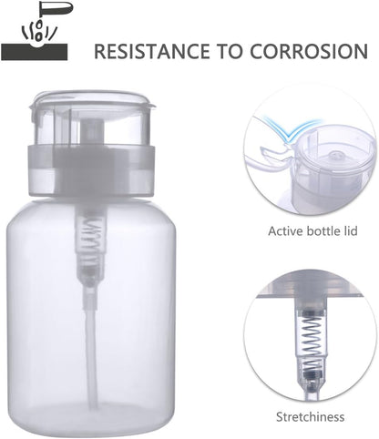 BIUTEE Cleaner Bottle – 200ml Push Down Lockable Pump Dispenser for Nail Polish & Makeup Remover