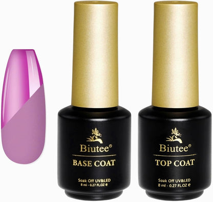 Biutee Base & Top Coat Gel Set (8ml x 2) – UV/LED Compatible for Long-Lasting Manicure
