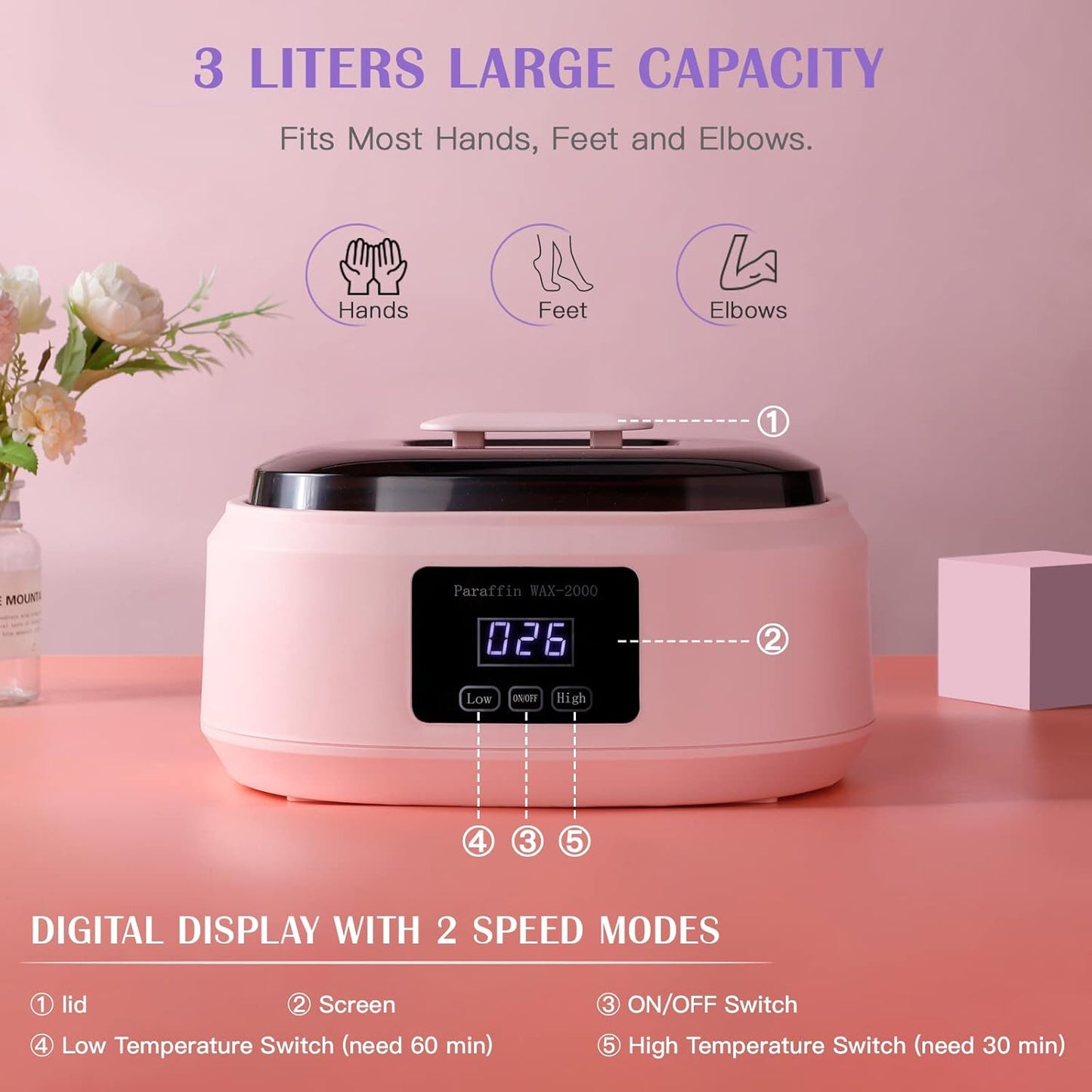 Biutee Paraffin Wax Machine – 3500ml Touchscreen Warmer with 4 Lavender Wax Packs