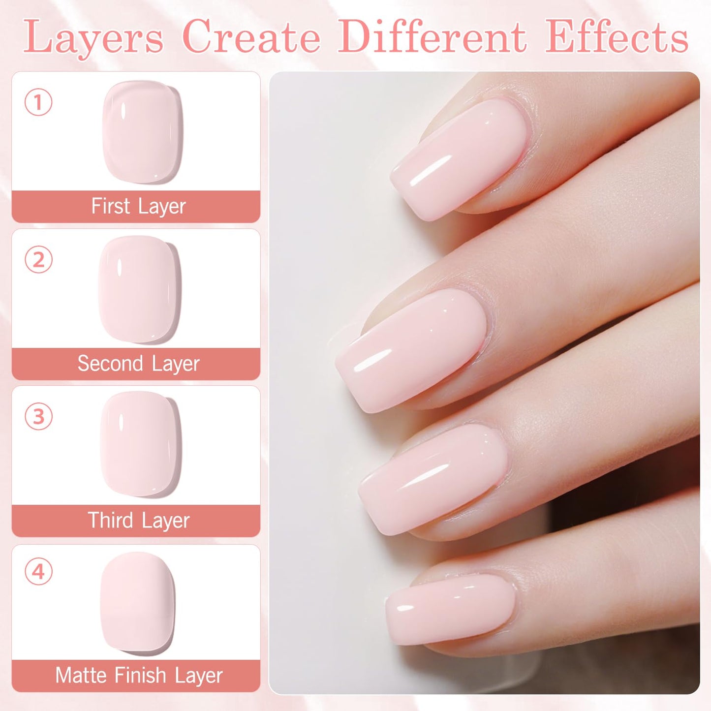 Biutee UV Milky Pink Jelly Gel Nail Polish – Transparent Soak Off Manicure Varnish 15ml