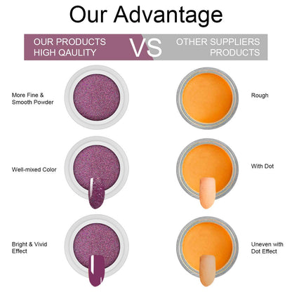 BIUTEE Dipping Nail Powder Kit – 8 Colors, Glitter & Classic Shades, 0.34 oz Each