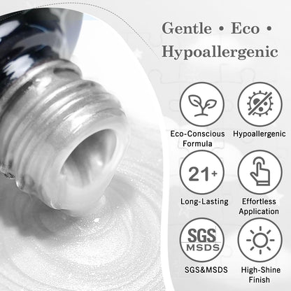 Biutee UV Cat Eye Magnetic Gel Polish – White & Silver 15ml