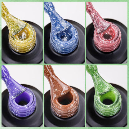 Biutee Reflective Cat Eye Gel Set – 6 Sparkling Aurora Colors for DIY Nails