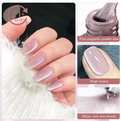 Biutee UV Cat Eye Magnetic Gel Polish – Jelly Pink Mauve 15ml, Soak Off Nail Art Varnish with Magnet