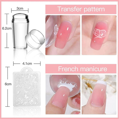 Biutee Fresh Nail Stamping Kit – 10 Plates, Stamper & 8 Colors Gel