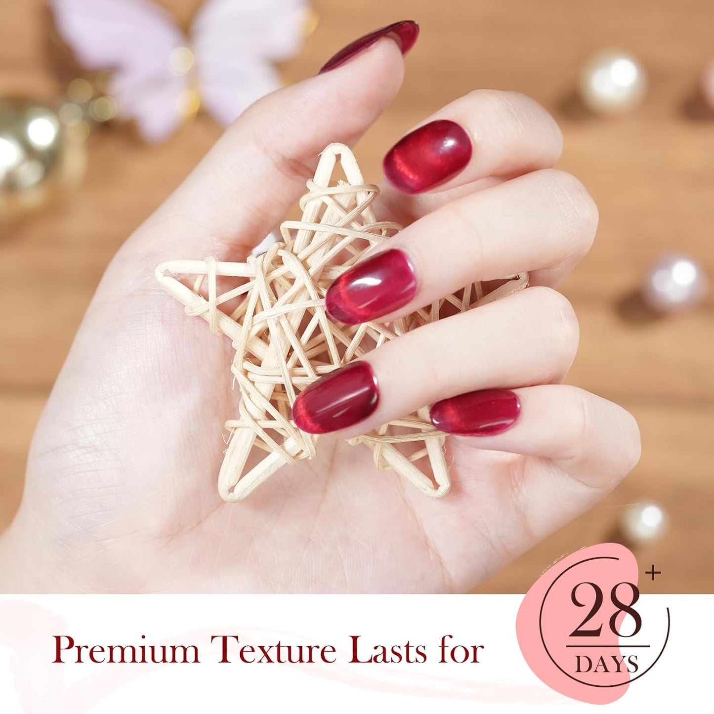 BIUTEE Wine Red/Pink/Silver Cat Eye Gel Polish 15ml – Magnetic Burgundy UV Soak Off Gel with Magnet Stick