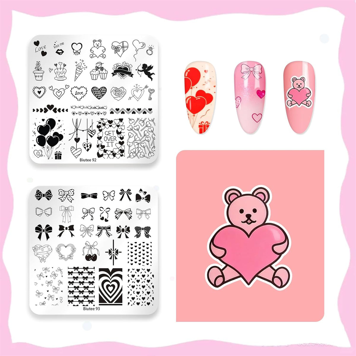 Biutee Nail Stamp Plates 16PCS Nail Stamping Kit 8 Nail Stamping Gel Polish