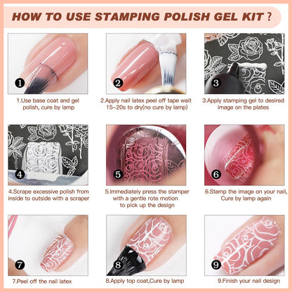 SEISSO Soak-Off Stamping Gel Polish Set – 12 Colors for Nail Art Stamping