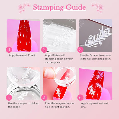Biutee Nail Stamping Polish 12 Colors 6ML for Stamping Plates Air Dry With Gift Box
