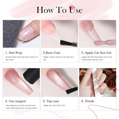 BIUTEE Wine Red/Pink/Silver Cat Eye Gel Polish 15ml – Magnetic Burgundy UV Soak Off Gel with Magnet Stick