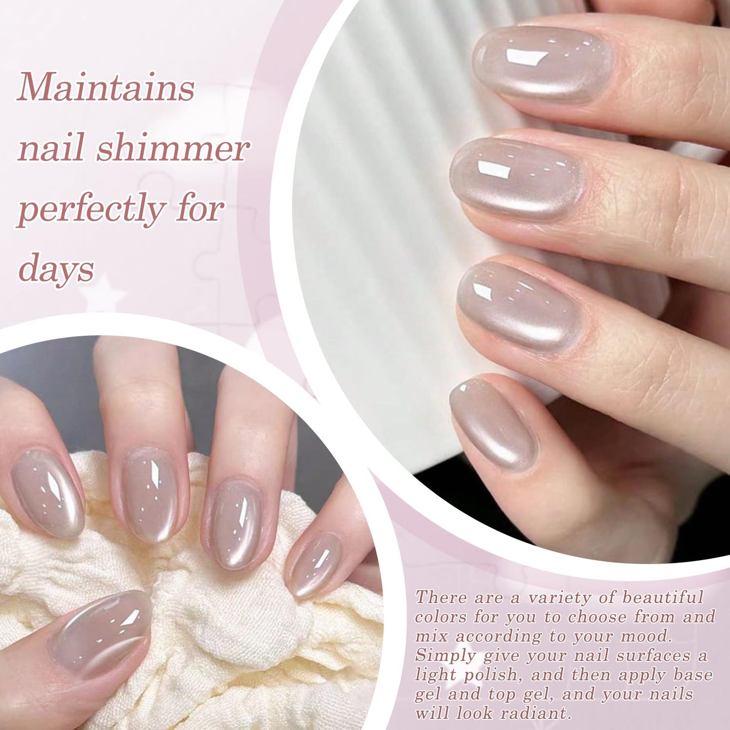 Biutee UV Cat Eye Magnetic Nude Gel Nail Polish – Magnetic Jelly Gel Varnish 15ml Soak Off Manicure