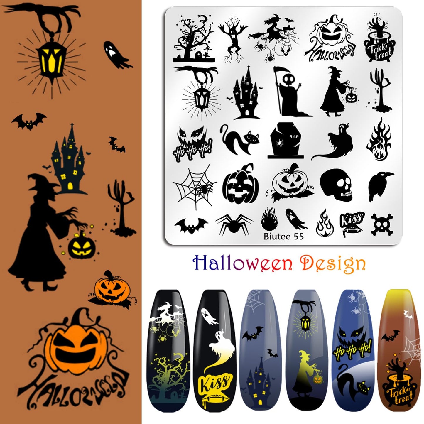 BIUTEE 26 Pieces Nail Stamping Plate Set 15 nail stamping plates 8 stamping nail gels