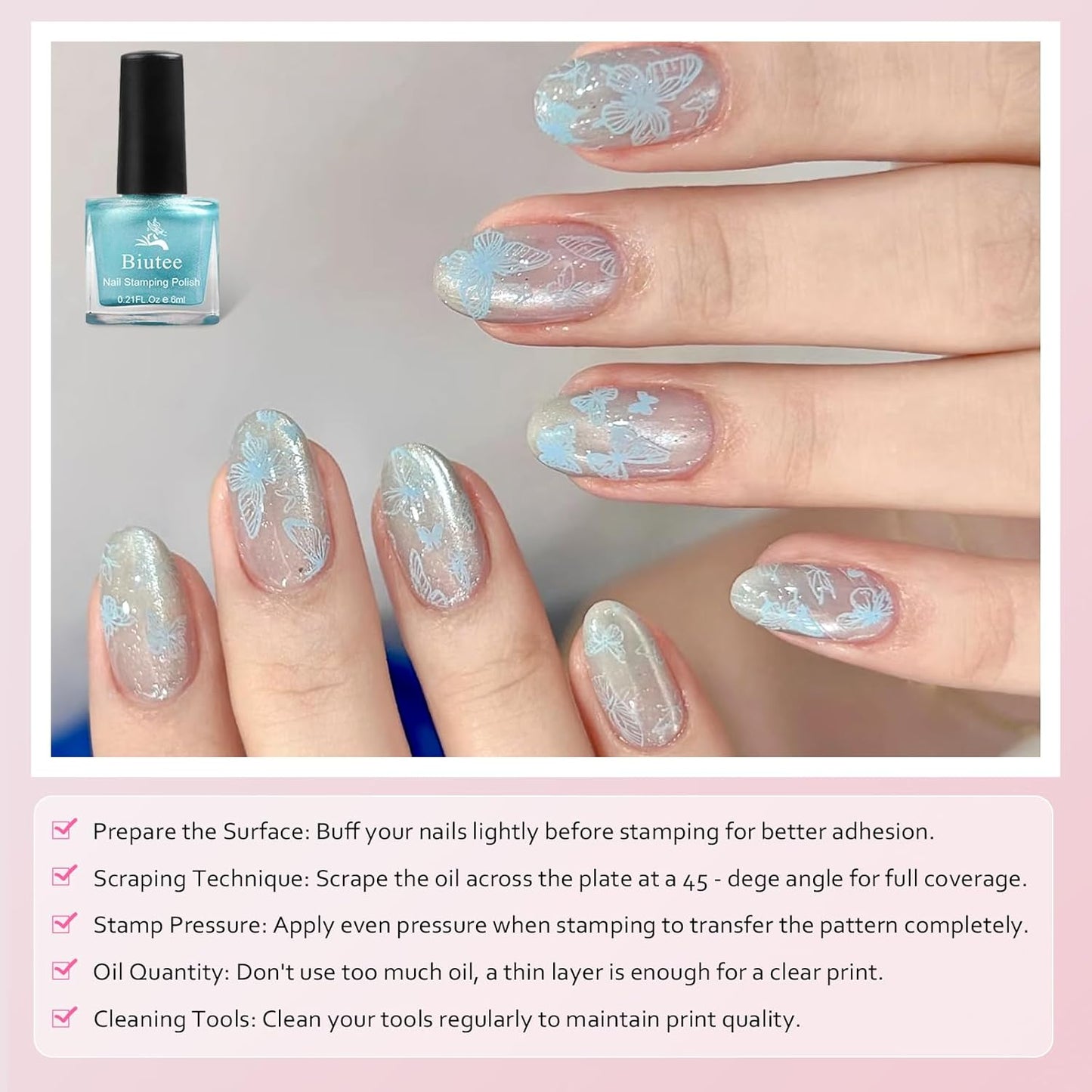 Biutee Nail Stamping Polish 12 Colors 6ML for Stamping Plates Air Dry With Gift Box