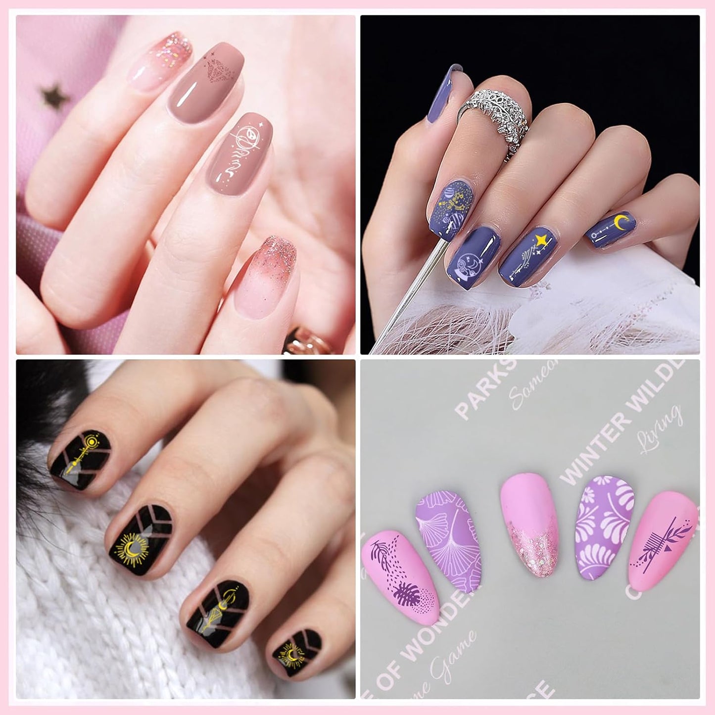 Biutee 4PCS Nail Stamping Plates Set for DIY Manicure