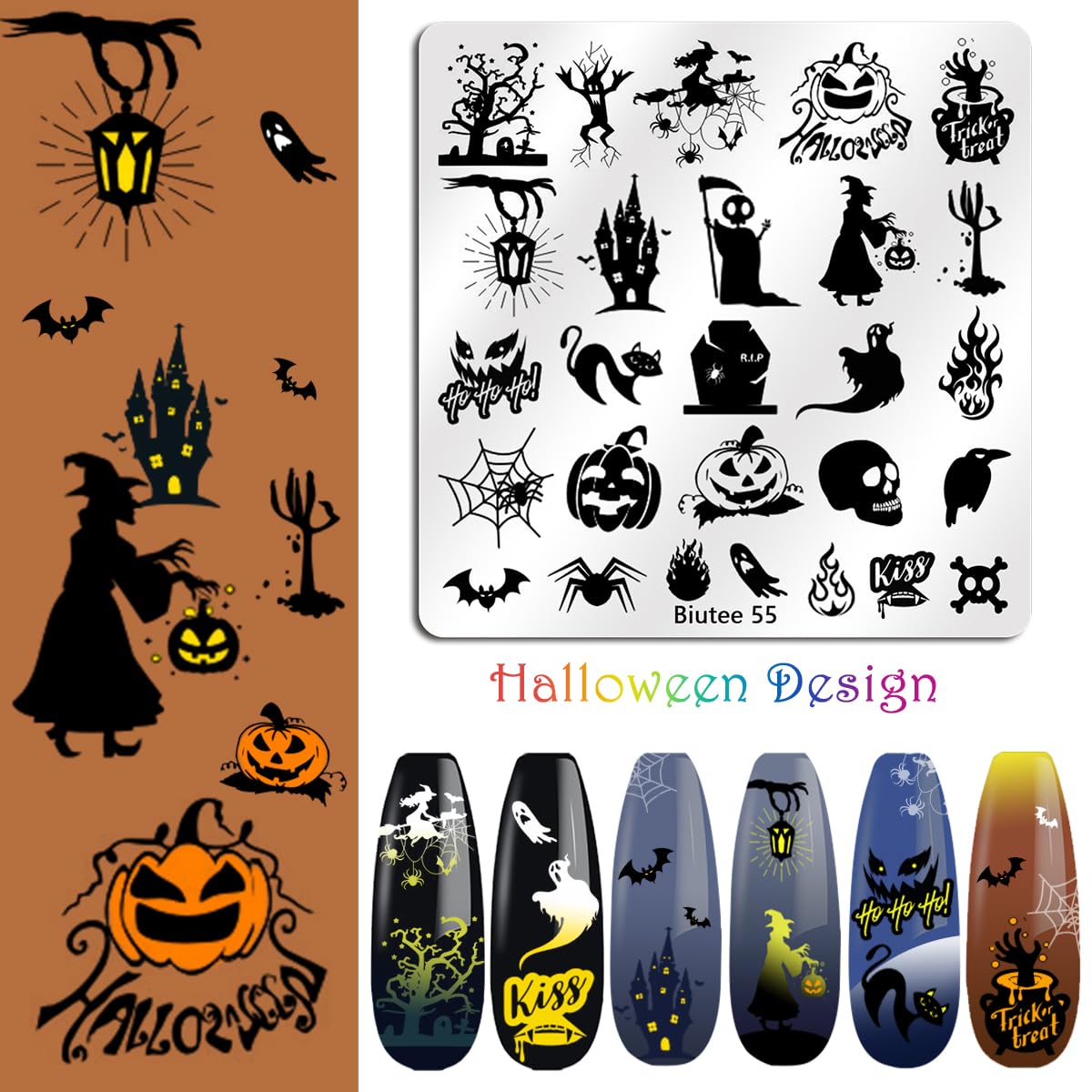 BIUTEE Nail Stamping Plates Set – 15PCS with Stamper, Scraper, Storage Bag & Holiday Designs