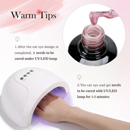 BIUTEE Wine Red/Pink/Silver Cat Eye Gel Polish 15ml – Magnetic Burgundy UV Soak Off Gel with Magnet Stick