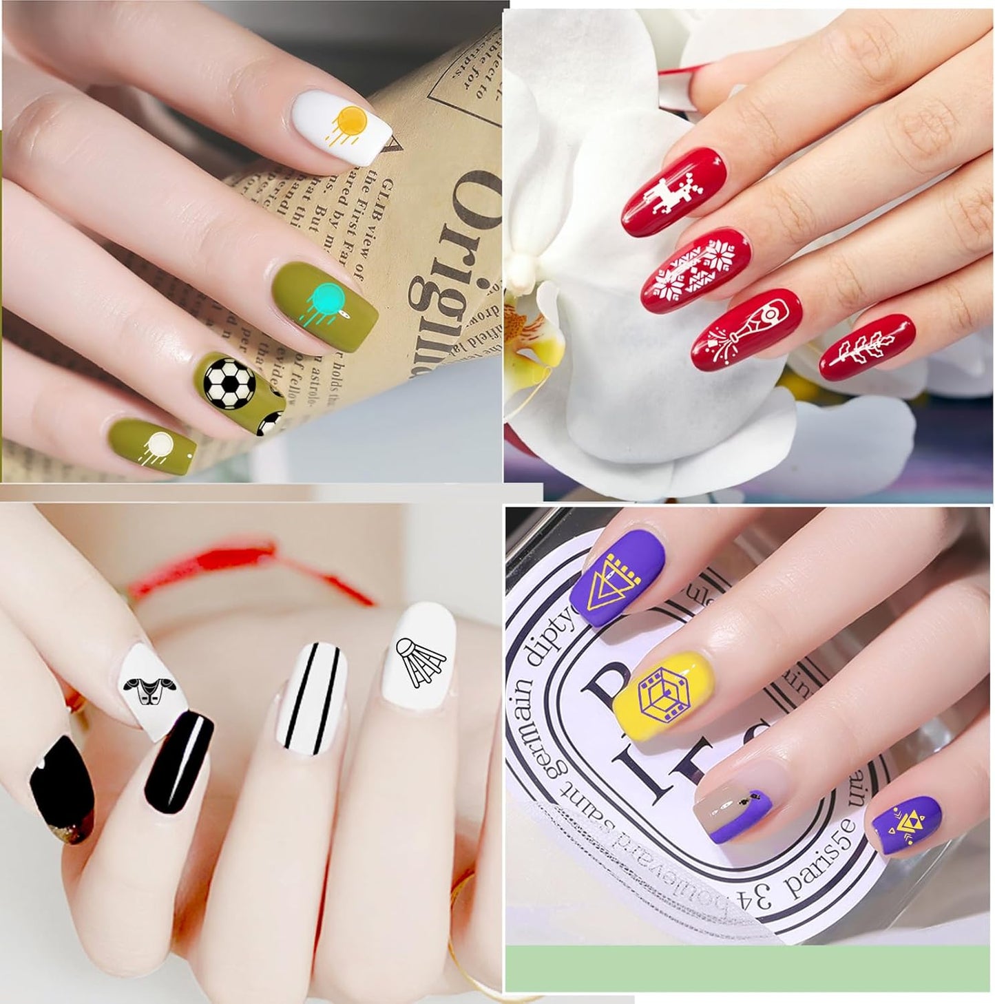 Biutee Nail Stamping Kit – 10 Plates & 8 Gel Polish, French & Halloween Designs